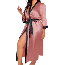 asdoklhq Morgenkåpe Dame Mote Dame Fargeblokkerende Banding Blonder Cardigan Eobe Badetøy Fritidsklær Rosa4X