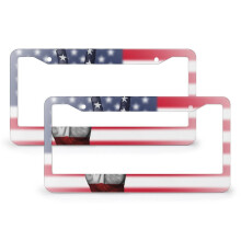 Vintage kentekenplaathouders met Amerikaanse vlag (2 stuks) – Aluminium, compatibel met Amerikaanse standaardkentekenplaten