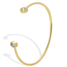Elegant justerbar oval zirkonia mansjettarmbånd forgylt åpent armbåndsmykke til hverdagsbruk Valentinsdagsgave utsøkt gaveeskeemballasje