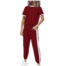 Conjuntos de dos piezas para mujer 2025, chándal de verano, tops de manga corta, pantalones largos de viaje, conjunto deportivo para estar en casa.