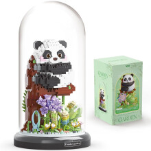 Panda-Blumenstrauß-Bonsai-Sukkulenten-Bauset, Tiermotiv für Mädchen (nicht kompatibel mit Lego)
