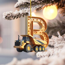 Acryl ornamenten, 26 letters, bouwvoertuig, kerstdecoratie, onbreekbare stijl, decoratie voor kerstboom, huis, kerstfeestartikelen