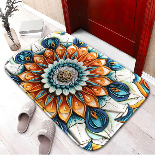 3D Flower62Αντιολισθητικό χαλί μπάνιου με αφρό μνήμης: Απορροφητικό, στεγνώνει