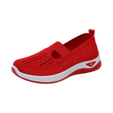 Scarpe ortopediche traspiranti e morbide da donna Willtoo, ideali per camminare, facili da indossare, con supporto plantare, colore rosso (larghezza