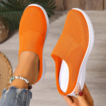 Willtoo slip-on sneakers med stöd för hålfoten för damer – breda, andningsbara arbetsskor, kompatibla med ortopediska behov, saffran 6.5W