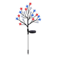 Solar 4th of July grondlamp met stekker – rood, wit en blauw, buitendecoratie voor tuin, pad en erf; geschikt voor Memorial Day en Veterans Day.