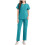 Women Scrubs Set Blue Solid V-Neck Blouse and Drawstring 1