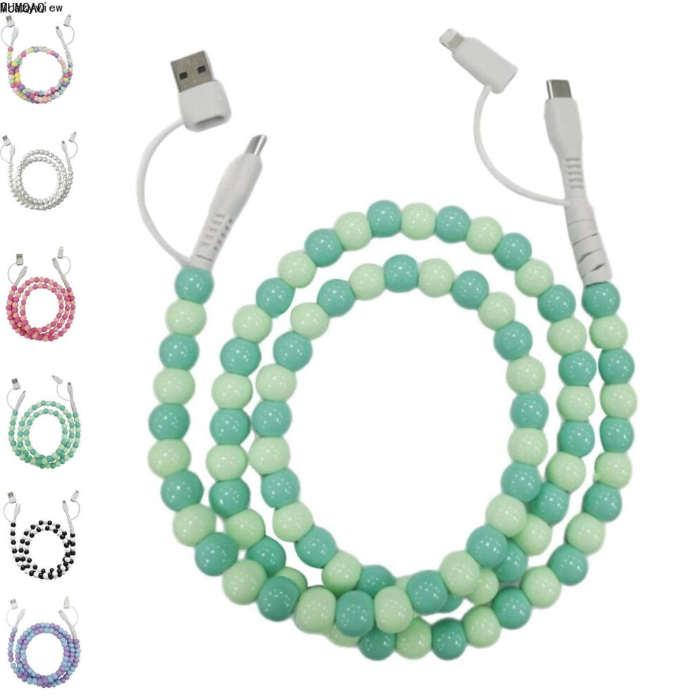 Beaded Charging Cord, 3.3Ft Fast 4 In 1 Multi Beaded Charger Cord, 2 In 1 Cute Beaded Phone Charging Cable, Universal 9551475449579