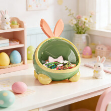 Opbergdoos in de vorm van een konijn voor op het bureau, kleine opbergdoos voor op de eettafel of het nachtkastje, multifunctionele snackorganizer