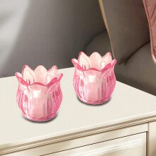 Lily Flower Tea Light Candle Glass Jar Romantic Candle Holder Wedding Centerpiece