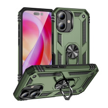 Schokbestendige hoes van militaire kwaliteit met standaard, compatibel met iPhone 16 Plus (6,7 inch), legergroen