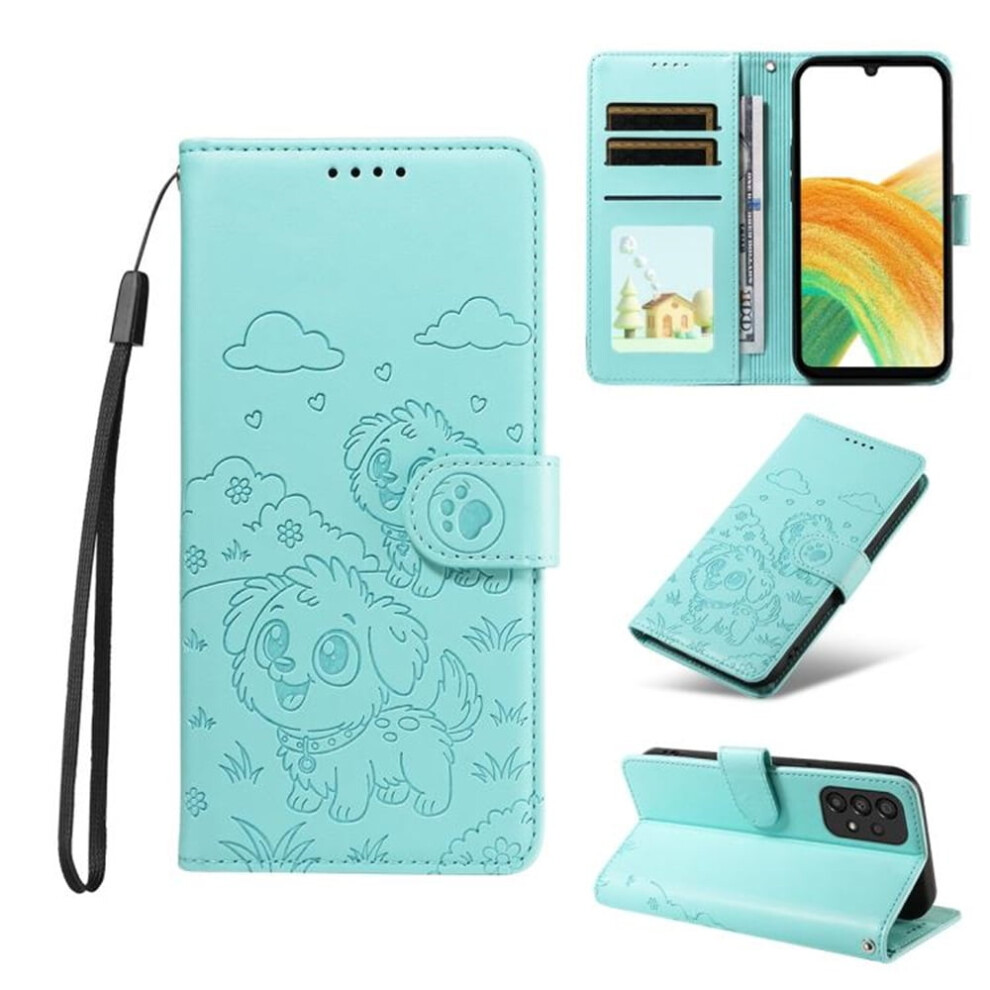 Leather Flip Case For Samsung Galaxy A33 5G Â Rfid Wallet, Magnetic Clasp, Lanyard & Stand Green 9340959356782