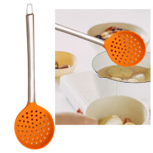 Cuchara ranurada de silicona con mango de acero inoxidable – Cuchara de cocina antiadherente y resistente al calor para freír, desespumar y colar