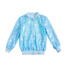 Meisjesjasje, peuterkleding, paillettenjasjes, effen jasje met lange mouwen en ritssluiting voor kinderen, glanzende modieuze kerstkleding