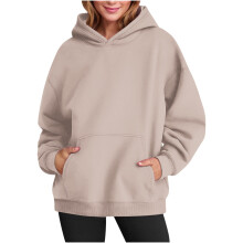 Damtröjor med överdimensionerade huvtröjor och känguruficka, sweatshirts med nedsänkta axelband – Kompatibel med Y2K-mode