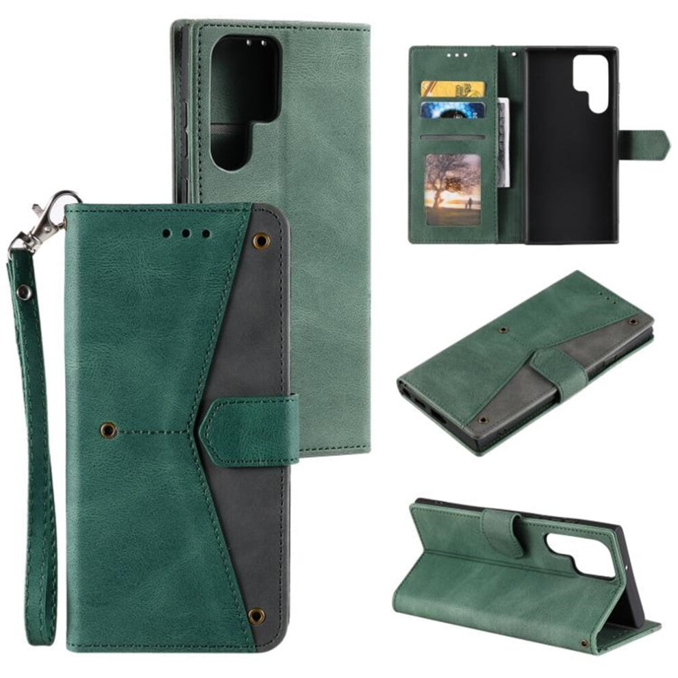 Compatible With Samsung Galaxy S25 Ultra 5G 6.9" Wallet Case: Spliced Leather, Magnetic Flip, Card Slots, Kickstand, Anti-Drop Tpu, Detachable Wrist 9340959357888