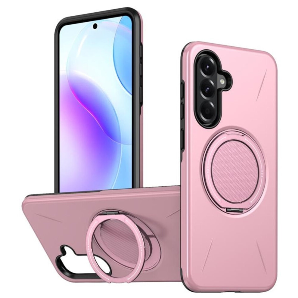 Ultra Slim Hybrid Tpu+Pc Case For Samsung Galaxy A56 5G W/ Metal Rotating Holder, Magsafe Compatible, Military Shockproof, Pink 9340959358984