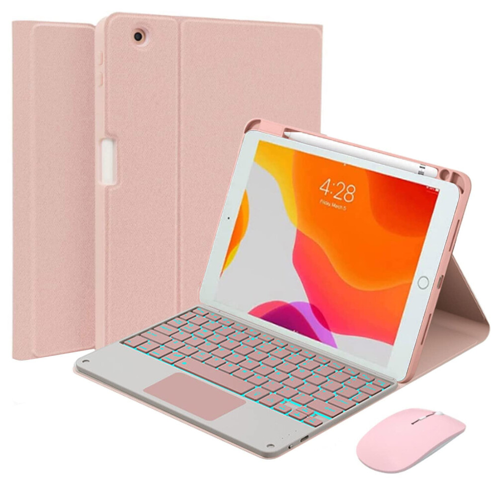 Xzamb Touchpad Keyboard Case For Ipad Mini 5/4 Â Magnetic Detachable, Backlit, Pencil Holder, Compatible With Ipad Mini Pink 9340959359196