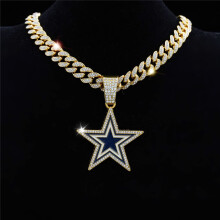 Miesten Naiset Hip Hop Uusi Pentagram Riipuskaulakoru 15mm Kristalli Kuuban Ketju HipHop Iced Out Bling Kaulakorut Muoti Viehätyskorut