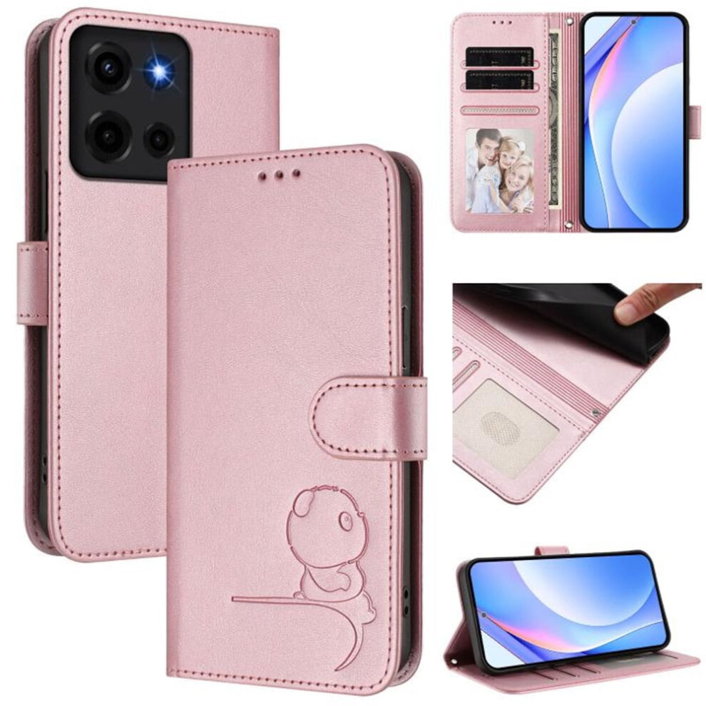 Litter Panda Embossed Leather Phone Case For Motorola Moto G 5G 2025 Â Rfid Wallet, Magnetic Clasp, Lanyard & Flip Stand Â Pink 9340959359738