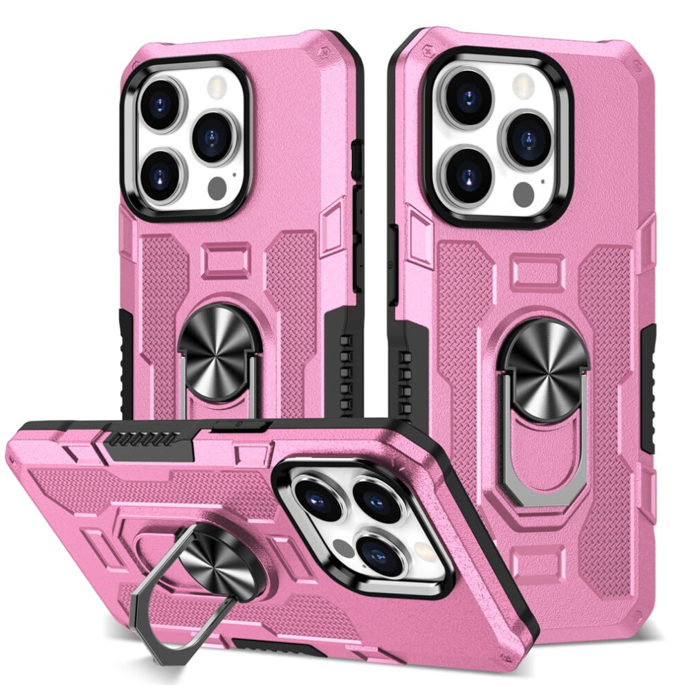 Rugged Defender Case For Iphone 15 Pro: Ring Holder, Kickstand, Anti-Fingerprint, Non-Slip, Anti-Drop Â Compatible With Iphone 15 Pro Pink 9340959359431
