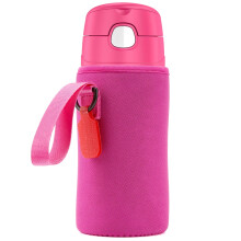 Water Bottle Sleeve Compatible with Thermos FUNTAINER Tritan 16oz, Steel 12oz Kids Bottle, Waterbottle Holder Bag with Name Tag, Rose Red