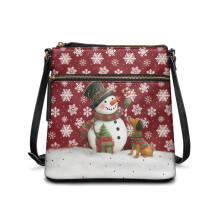 Dámska crossbody kabelka s potlačou snehuliaka a vločky, malá