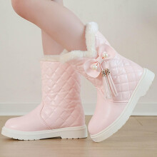 Children's Boots, Big Children's Snow Boots, Girls' Thick Velvet, Warm Mid Leg Boots