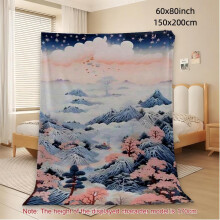 Flannel Blanket | Beige Green Bird Pattern, Soft & Warm, Lightweight, All Season, Suitable for Couch & Bed, Multipurpose Use, Vintage Style