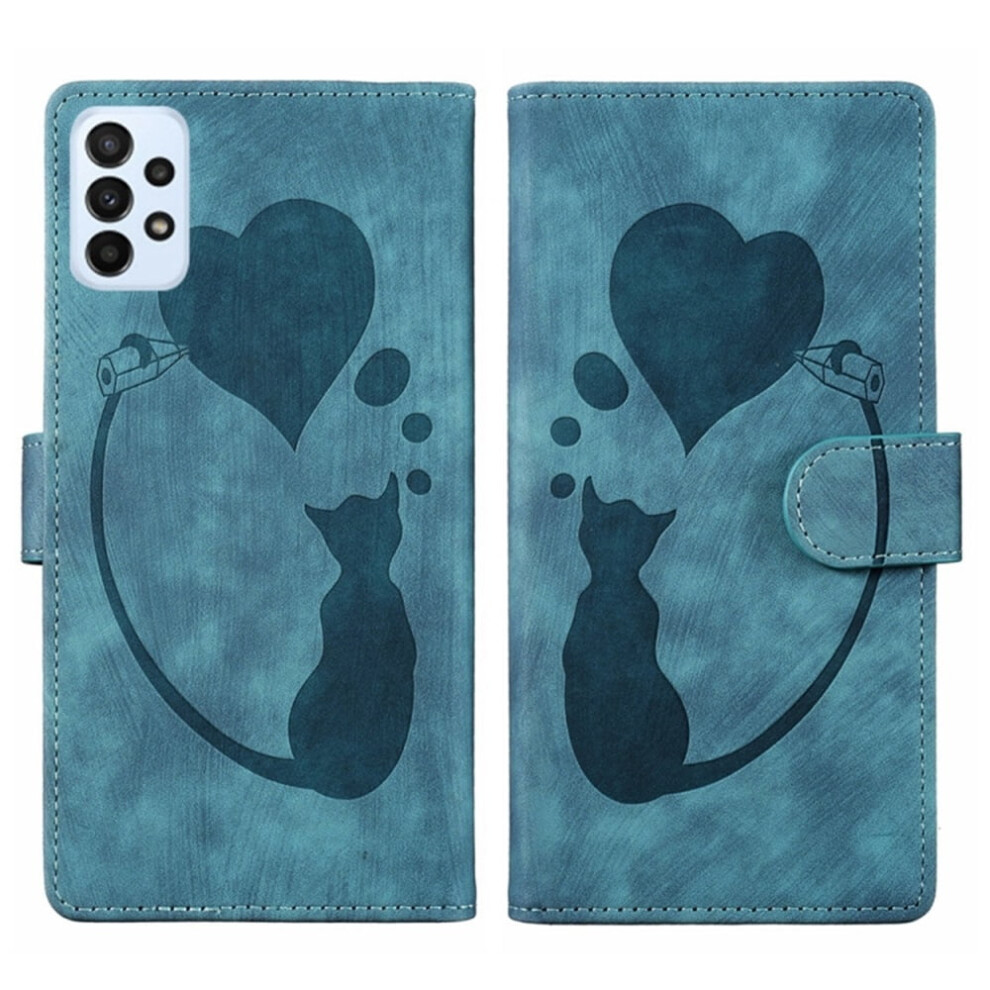 Cat-Patterned Pu Leather Flip Wallet Case With Strong Magnetic Closure, Card Slots, And PocketâCompatible With Samsung Galaxy A53 5G (6.5"), Blue 9340959360321