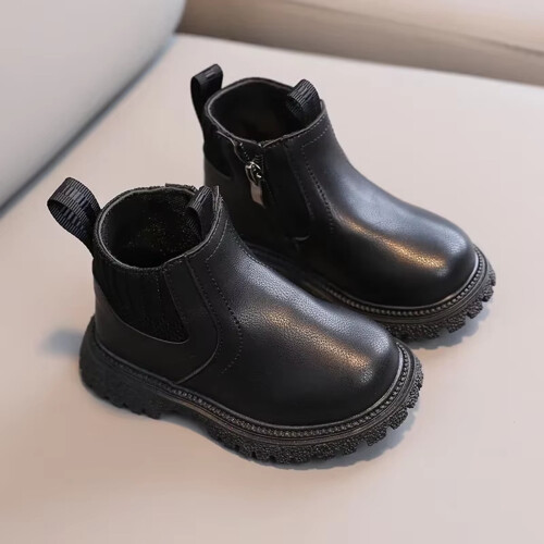Botas infantis, botas de couro, botas curtas, botas simples da moda britânica