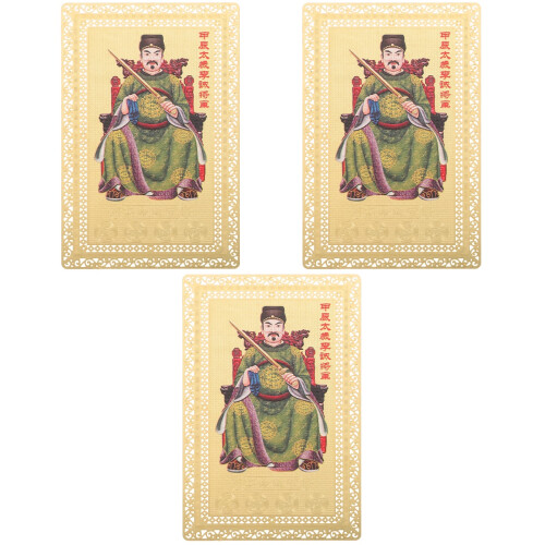 3Pcs Light Yellow Metal Amulet Chinese Protection 2