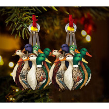 Entenjagd-Weihnachtsbaumschmuck-Set (3-teilig) – Flache Stockente als Weihnachtsbaumschmuck, personalisiertes Jagdgeschenk für Männer, kompatibel