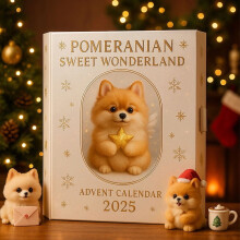 Calendrier de l'Avent 24 jours avec pendentif chien Poméranien en acrylique