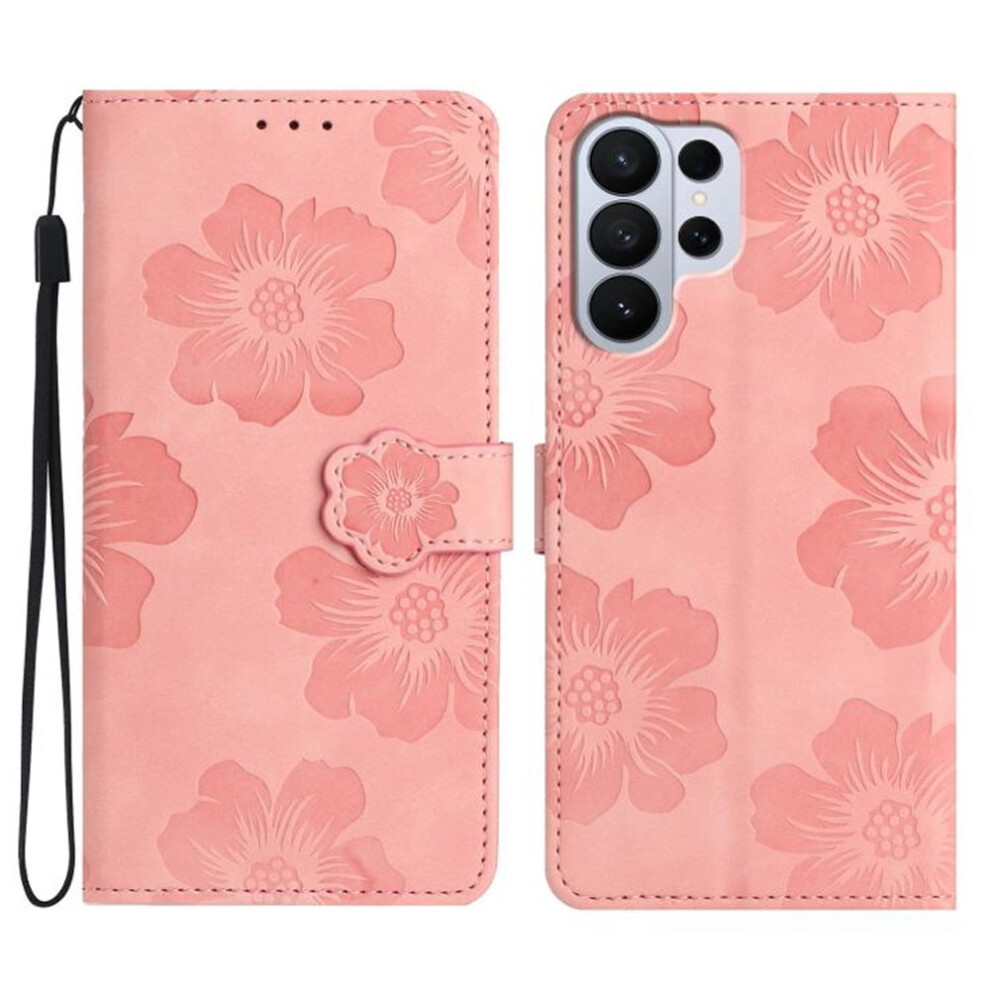 Leather Flip Wallet Case For Compatible With Samsung Galaxy S23 Ultra 5G Â Flower Embossed, 3-Card Holder, Magnetic Closure, Detachable Wrist Strap, 9340959360109