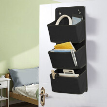 3-Layer Door Hanging Storage Bag 26x12in, Polyester Closet Organizer with Compartments & Hooks, Foldable, for Dorm/Bathroom/Bedroom