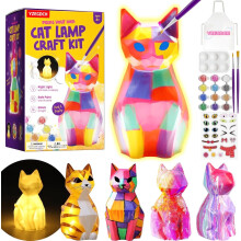 Clearance! Paint-Your-Own Cat Lamp Kit for Kids 6–12, Compatible with Arts & Crafts, Night Light Toy, Birthday/Easter Gift