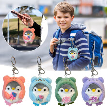 4 ks rozkošných ovocných lízátek tučňáků plyšových hraček, kawaii taška s přívěskem na klíče, senzorický dárek s plyšovým