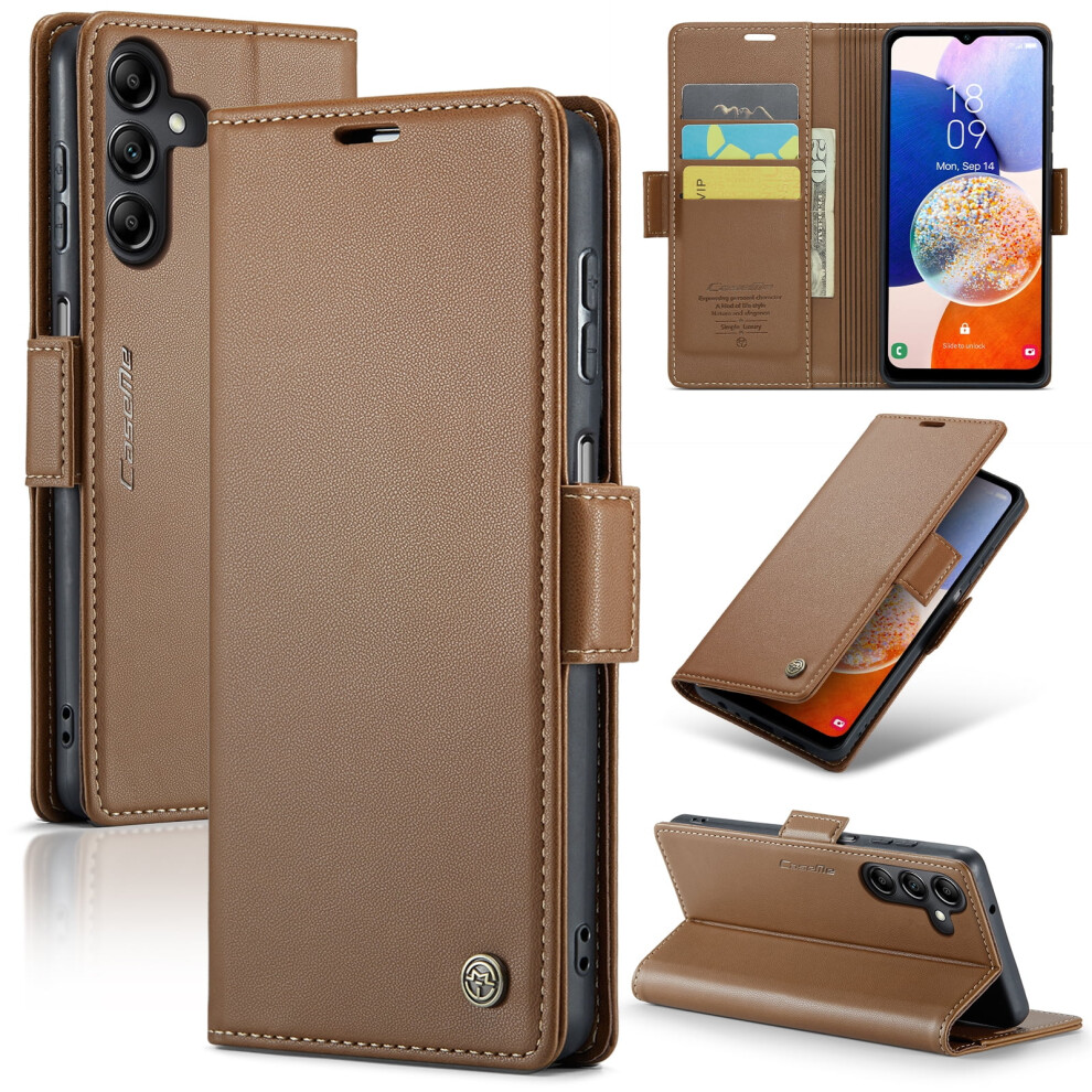 Caseme Leather Wallet Case For Compatible With Samsung Galaxy A14 (6.6"), Rfid Blocking, Magnetic Clasp, Kickstand, Card Holder 9773935345317