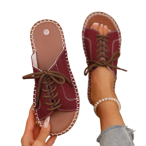 Γυναικείες Casual Flat Παντόφλες Willtoo με Στρογγυλή Δάχτυλη και Μποέμ Λουράκι για το