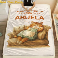 Soft Beige "Abuela" Throw Blanket – Cozy Polyester, Machine Washable, All-Season, Compatible with Spanish Grandma Theme