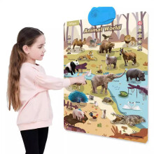 Elektronische Zootier-Wandkarte mit Geräuschen – Interaktives Lernposter für Kleinkinder und Vorschulkinder, unter 5 , Kinderspielzeug,