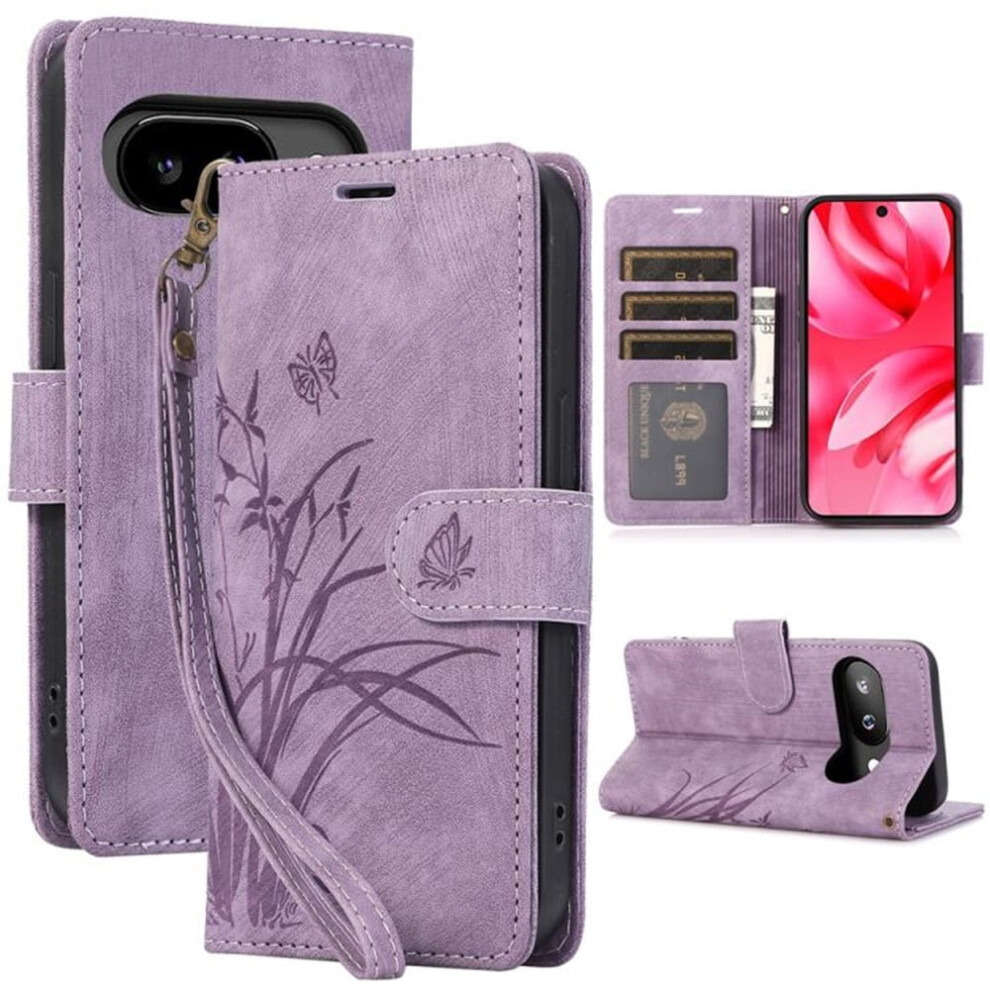 Leather Flip Wallet Case For Google Pixel 9A With Purple 968604585869