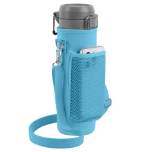 Water Bottle Carrier Strap Compatible with Stanley Quick Flip GO & IceFlow 24/36oz – Sling Bag with Phone Pocket, Blue