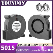 5015 50 mm DC24V12V5V2-pinners dobbelt kule-/hylselager børsteløs kjøleturbinvifte 50 mm x 15 mm blåsekjølervifte