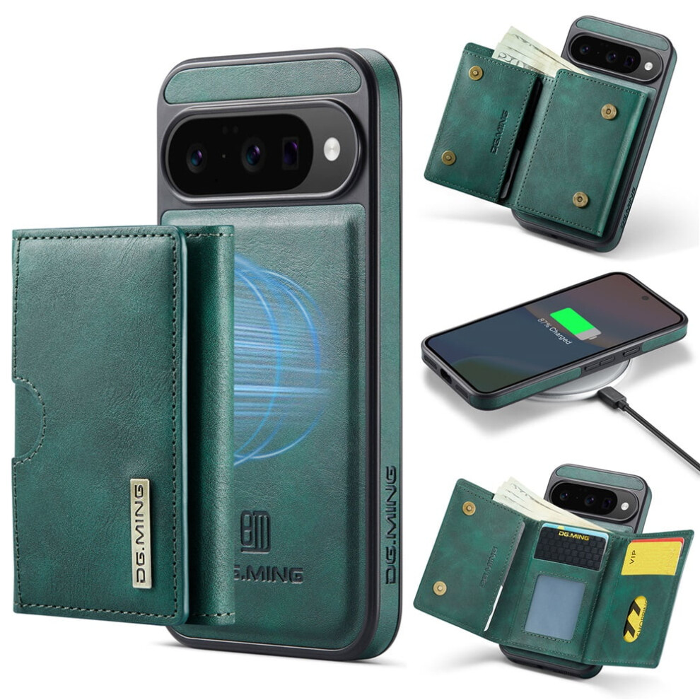 Dg.ming Wallet Case For Google Pixel 10/10 Pro 6.3", Magnetic & Rfid Blocking, Detachable Leather Case With Card Slot Â Green 9357860052856