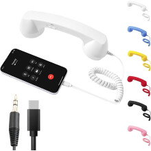 Retro Phone Handset for compatible with iPhone & Android, Vintage 90s Style Cell Phone Receiver with Microphone & 3.5mm Connection, Photo Prop