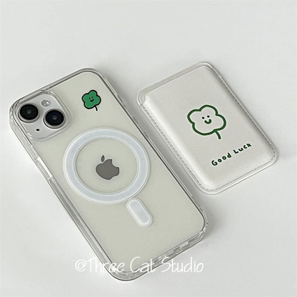 Korean Lucky Four-Leaf Clover Clear Magsafe Phone Case For 971050740430