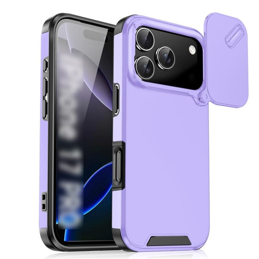 Heavy Duty Shockproof Case For Iphone 17 Pro 6.3", Compatible With Magsafe, Built-In Slide Camera Cover, Purple 9357860054874