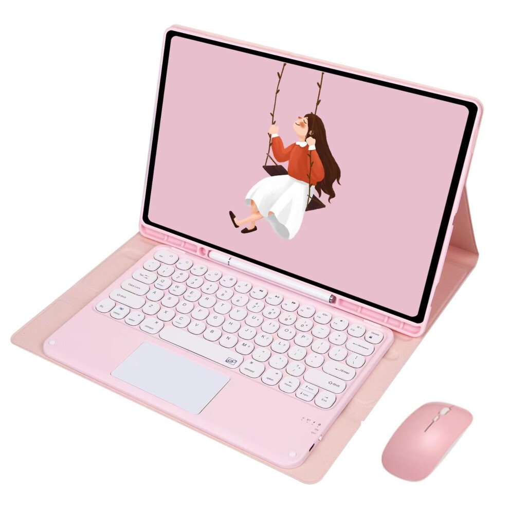 Touchpad Keyboard Case With Mouse Compatible With Galaxy Tab S8 Ultra 14.6" (Sm-X900/X906), Includes S Pen Holder Pink 9357860053204